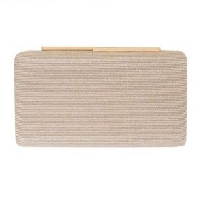 La Regale Shimmer Sparkle Jacquard Slim Minaudiere Clutch - Champagne/Gold